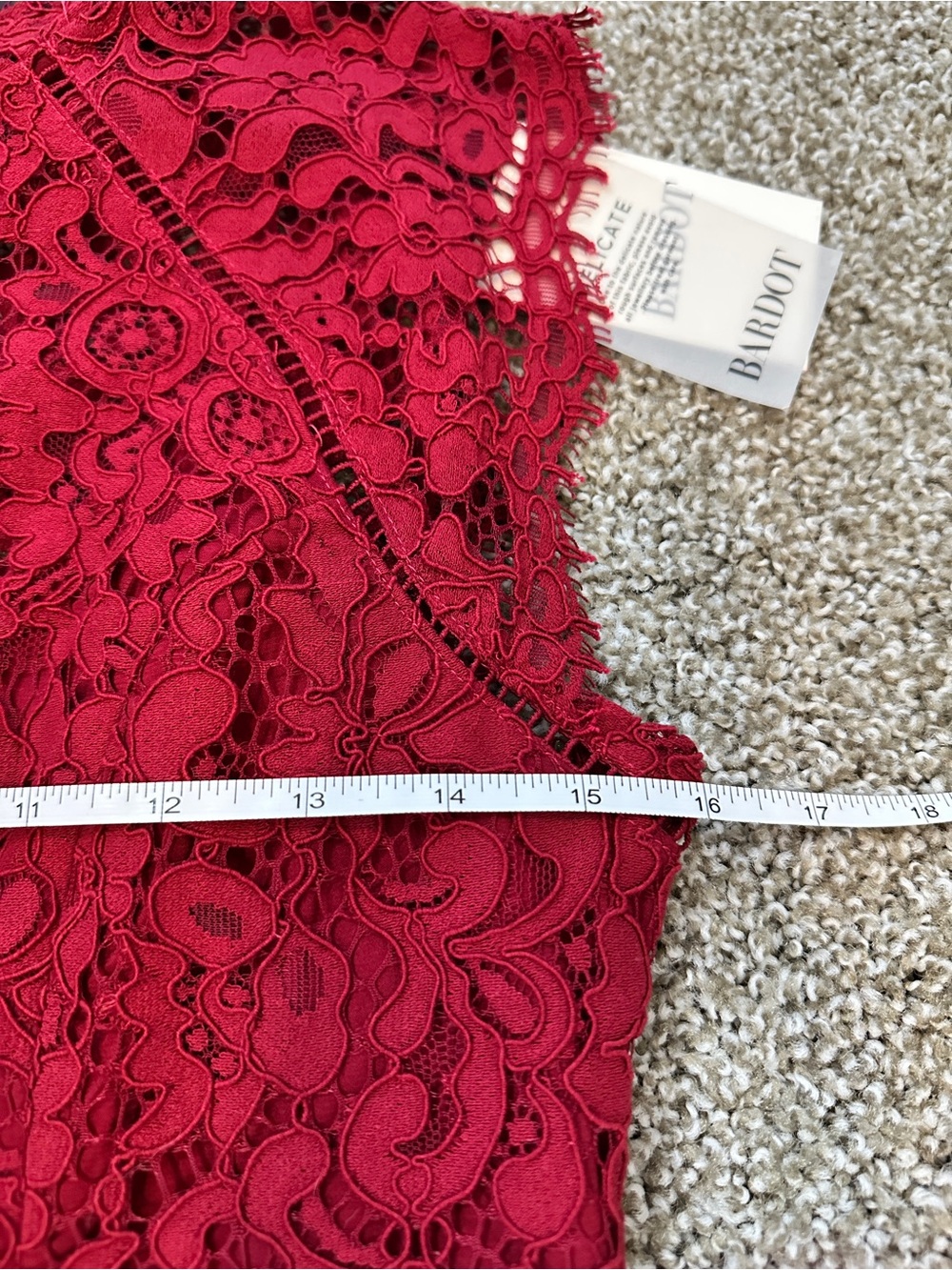 Bardot Red Lace Midi Dress - Picture 7 of 12
